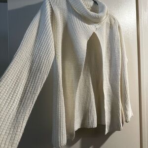 Nasty Gal BACKLESS Cream Cowl Neck Sweater